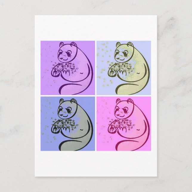 Panda Bears Pop Art Vykort (Framsida)