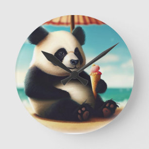 Panda Bears Rund Klocka