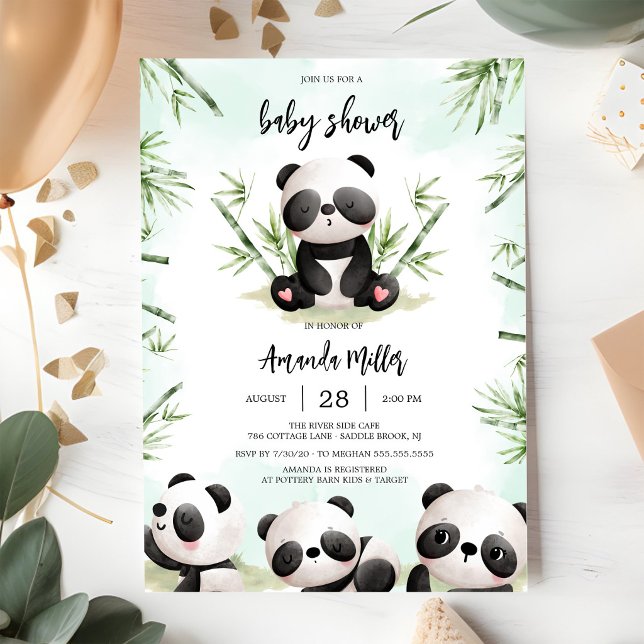 Panda-bebisfest-inbjudan Inbjudningar (Skapare uppladdad)
