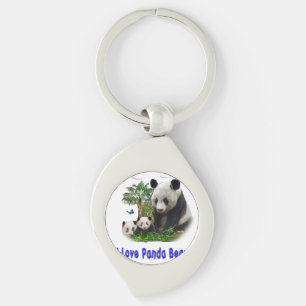 Panda beras swirl silverfärgad nyckelring