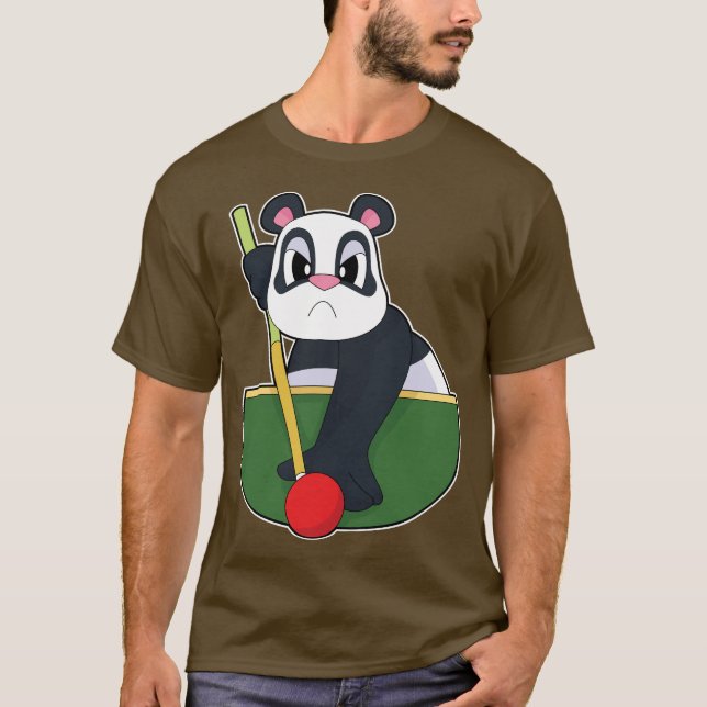 Panda Billiard Queue T Shirt (Framsida)