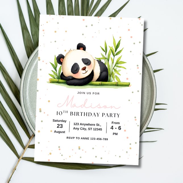 Panda Birthday bjudande, Panda Girls Birthday Inbjudan (Skapare uppladdad)