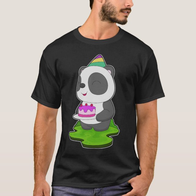 Panda Birthday Cake T Shirt (Framsida)