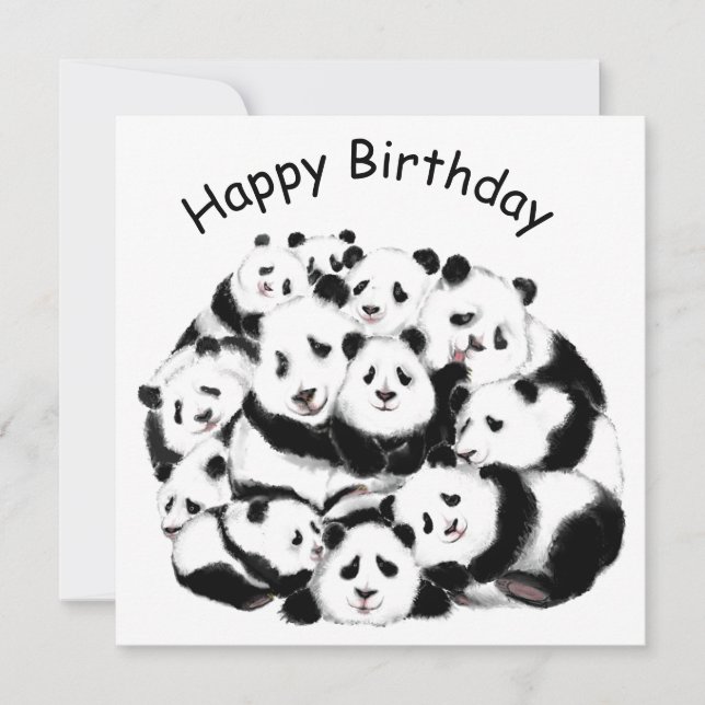 Panda Birthday Card Lycklig Family - Lönsam (Framsida)