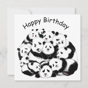 Panda Birthday Card Lycklig Family - Lönsam