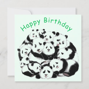 Panda Birthday Card Lycklig Family Pandas