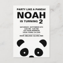 Panda Birthday-inbjudan, Black and White Party
