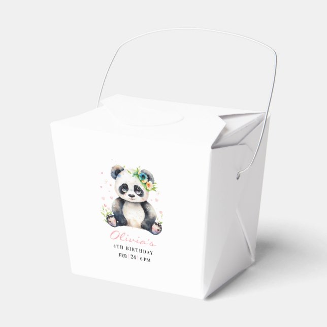 Panda Birthday-inbjudan, Panda Girl Birthday Presentaskar (Framsidan Sidan)