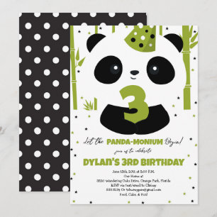 Panda Birthday-inbjudan till Panda Party Inbjudningar
