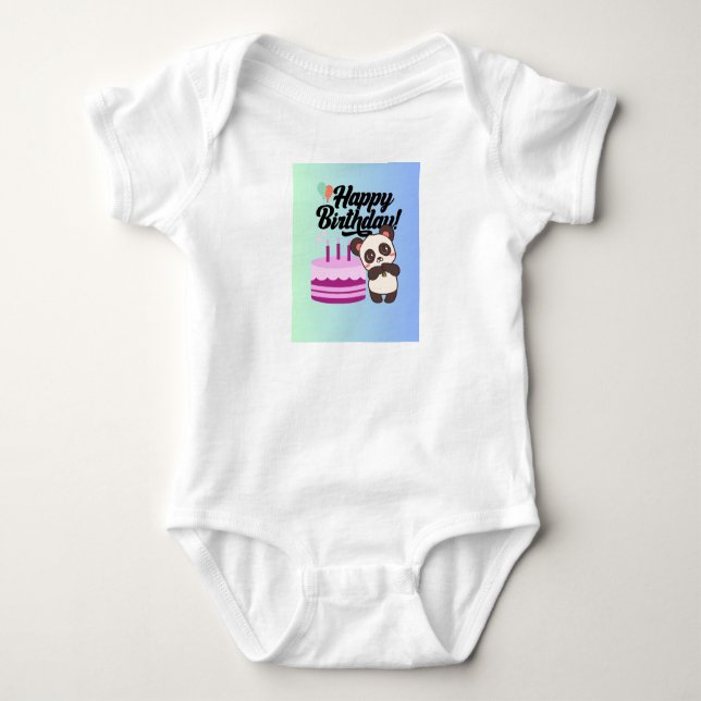 Panda Birthday Önskemål Cute & Roligt Baby T-Shirt (Framsida)