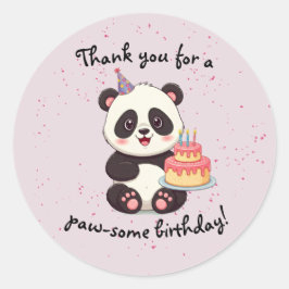 Panda Birthday Sticker Runt Klistermärke