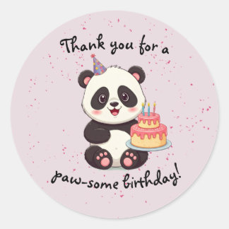 Panda Birthday Sticker Runt Klistermärke