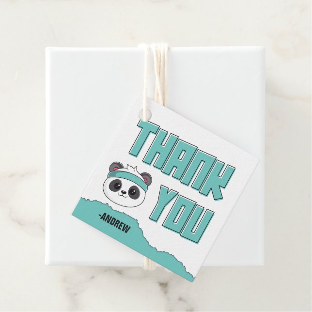 Panda Birthday-Tacken Gåvor Etiketter (På plats)