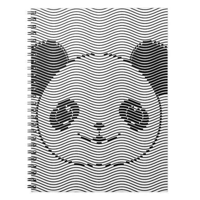 Panda Björn Ansikte På Våg Mönster Anteckningsbok Med Spiral (Framsidan)