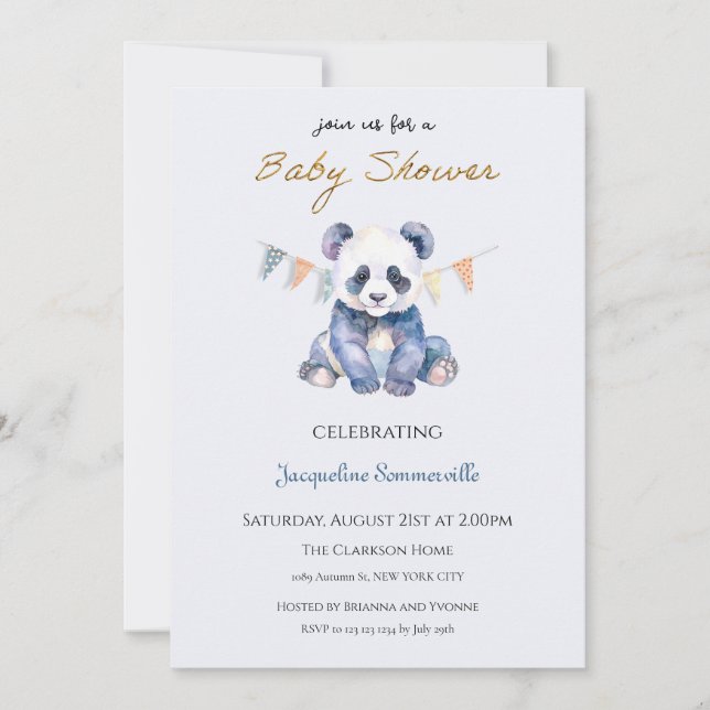 Panda björn Baby Shower Inbjudningar (Framsida)