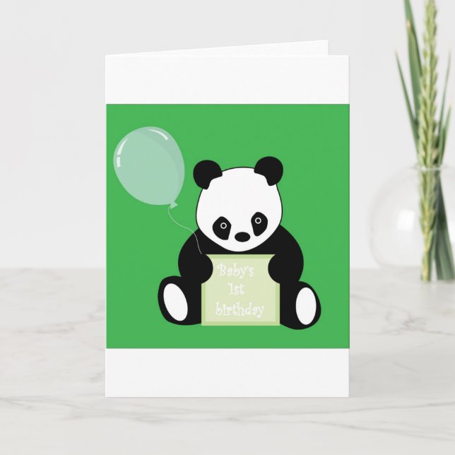 Panda Björn Babys 1:a födelsedag Kort (Framsida)