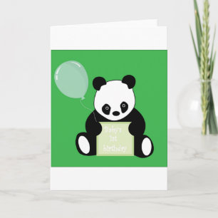 Panda Björn Babys 1:a födelsedag Kort