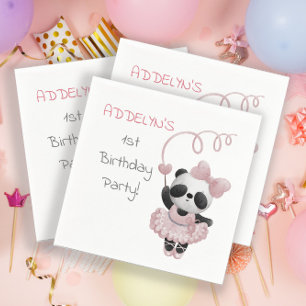 Panda Björn Balettdansös 1-års Födelsedagsfest Pappersservett