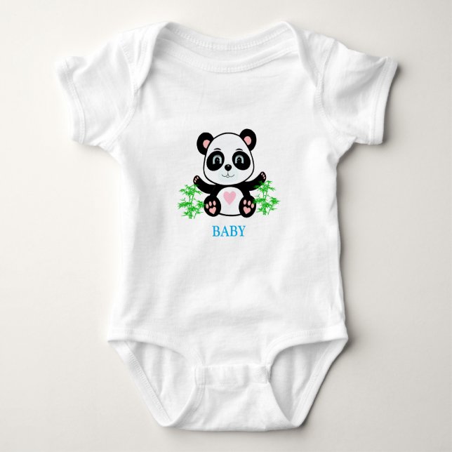 Panda Björn & Bambuväxter T Shirt (Framsida)