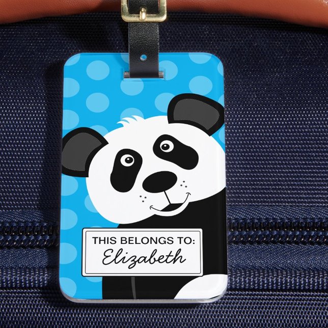 Panda Björn Blå Barn Söt Djur  Bagagebricka (Skapare uppladdad)