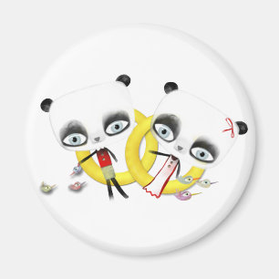Panda Björn Bröllop Söt Ringar Fåglar Magnet