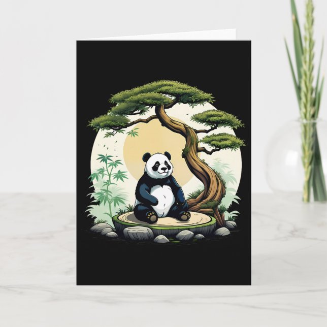 Panda Björn Buddha Zen Yoga Meditation Idé Kort (Framsida)