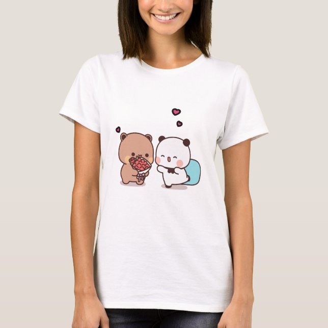 Panda-björn, Cute bubu och dudu-gåvan kärlek T Shirt (Framsida)