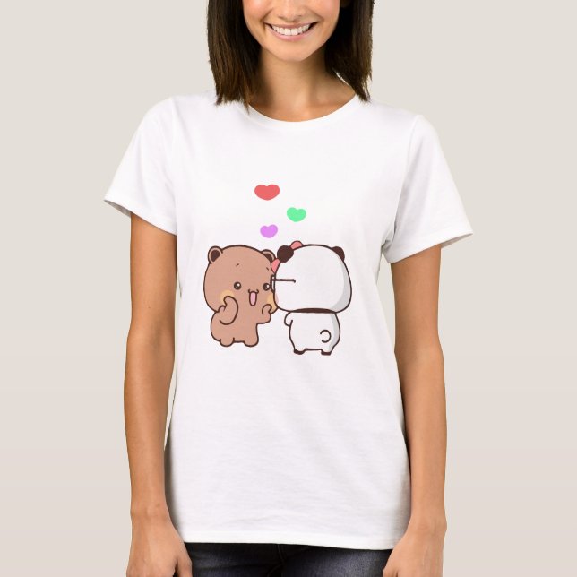 Panda-björn, Cute bubu och dudu hugs kärlek T Shirt (Framsida)