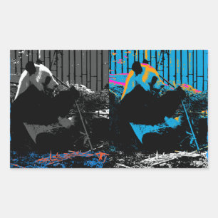 Panda Björn Flerpanelig Modern Konst Design Rektangulärt Klistermärke