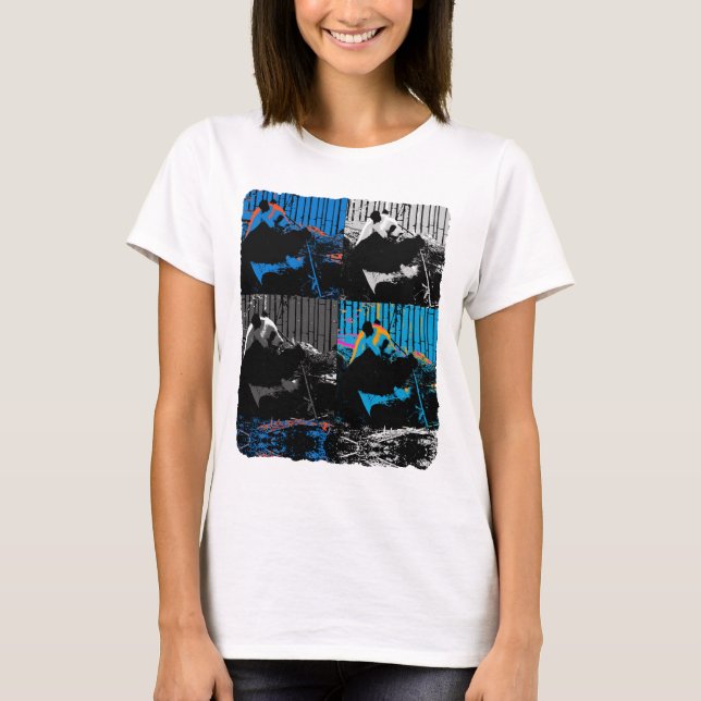 Panda Björn Flerpanelig Modern Konst Design Tee Shirt (Framsida)