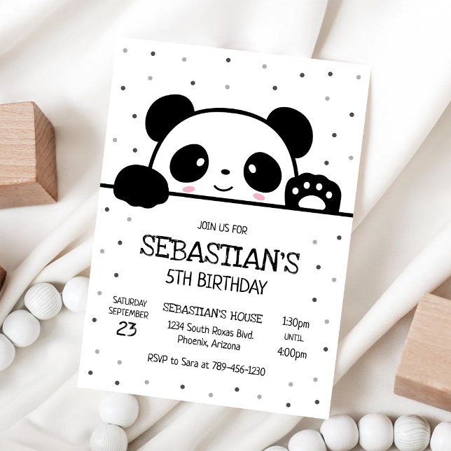 Panda Björn Födelsedagsfest Inbjudan (Skapare uppladdad)