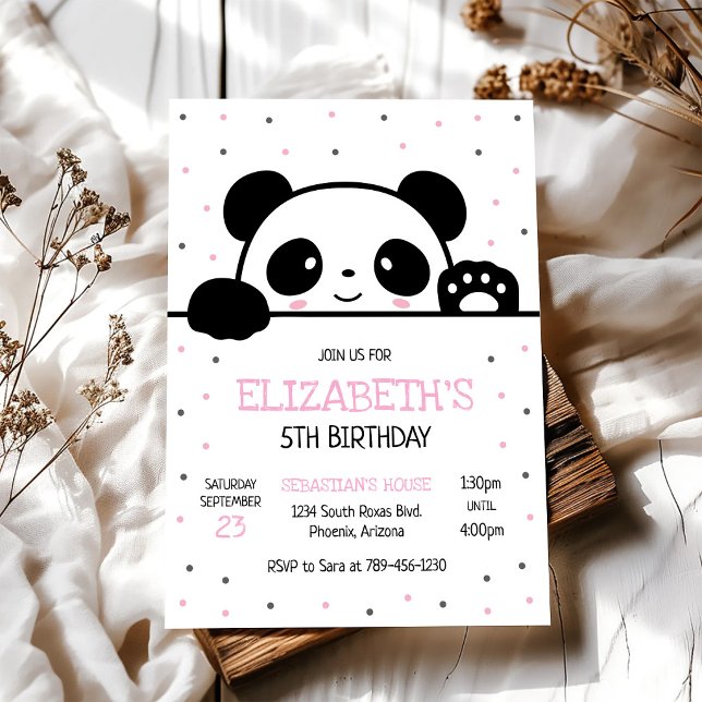 Panda Björn Födelsedagsfest Inbjudan (Skapare uppladdad)