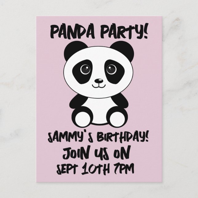 Panda Björn Födelsedagsfest Postkort Inbjudningar Vykort (Framsida)
