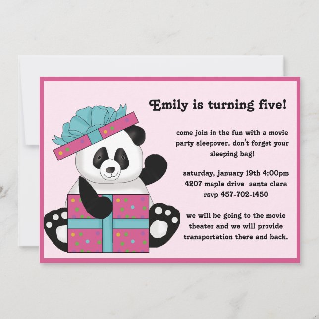 Panda Björn Födelsedagsinbjudan Inbjudningar (Framsida)