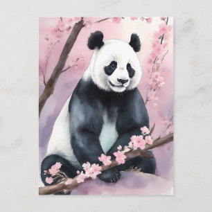 Panda Björn för vattenfärgsfärg Vykort