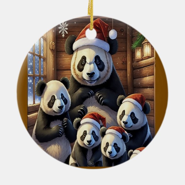Panda Björn Jul Julgransprydnad Keramik (Baksidan)