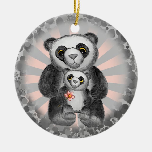 Panda Björn Kärlek prydnad Julgransprydnad Keramik (Framsidan)