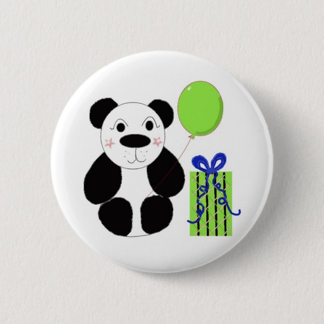 Panda björn med grön ballong knapp (Framsida)