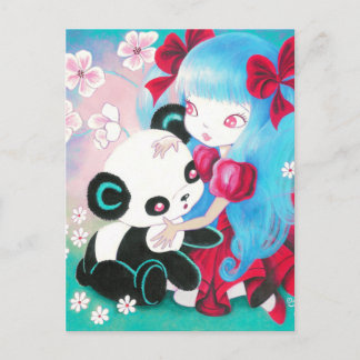 Panda Björn med Kawaii Flicka Vykort