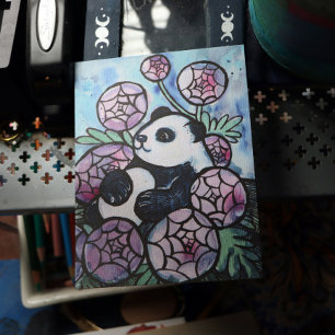 Panda Björn Purpurblommor Naturälskare Vykort