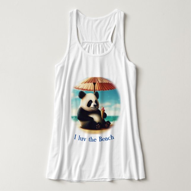 Panda-björn T-shirts Linne Med Racerback (Design framsida)