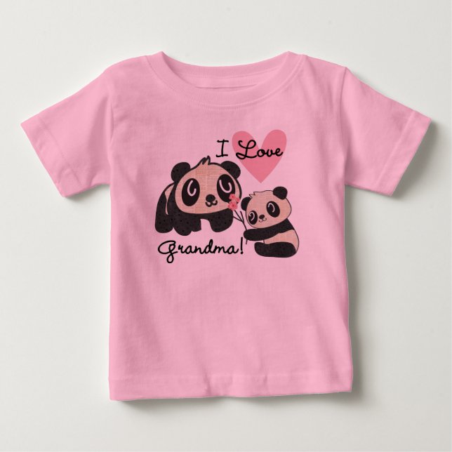 Panda Björnar Jag älskar Mormor Tee (Framsida)