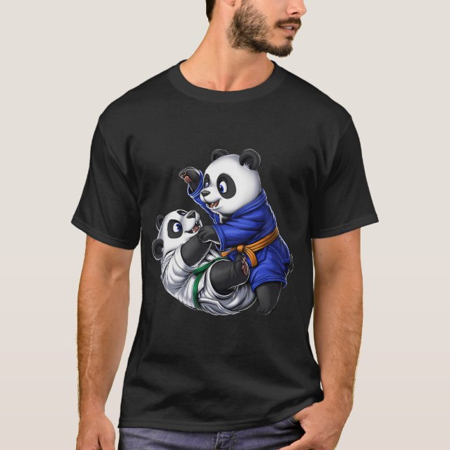 Panda Björnar Jiu-Jitsu Brottare T Shirt (Framsida)