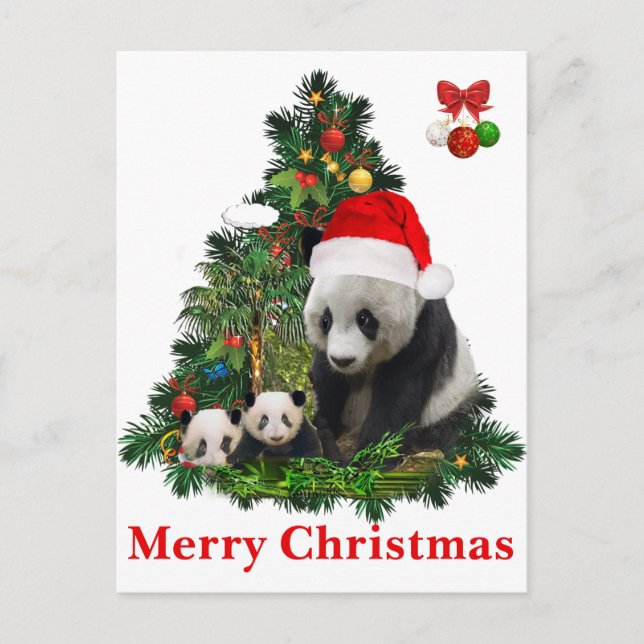 Panda björnar jul  helg vykort (Framsida)