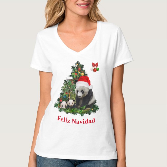 Panda björnar jul T-Shirt (Framsida)