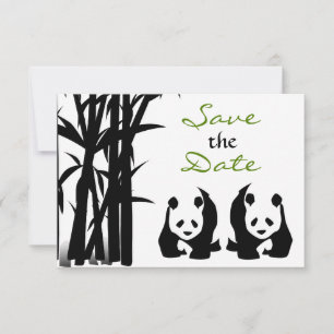 Panda Björnar och Bambu Bröllop Spara Datum Datumet