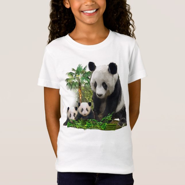 Panda Björnar t-shirts för tjejer (Framsida)
