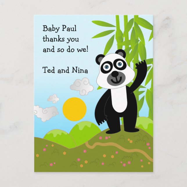 Panda björnbjörn Birthday Tackkort Vykort (Framsida)