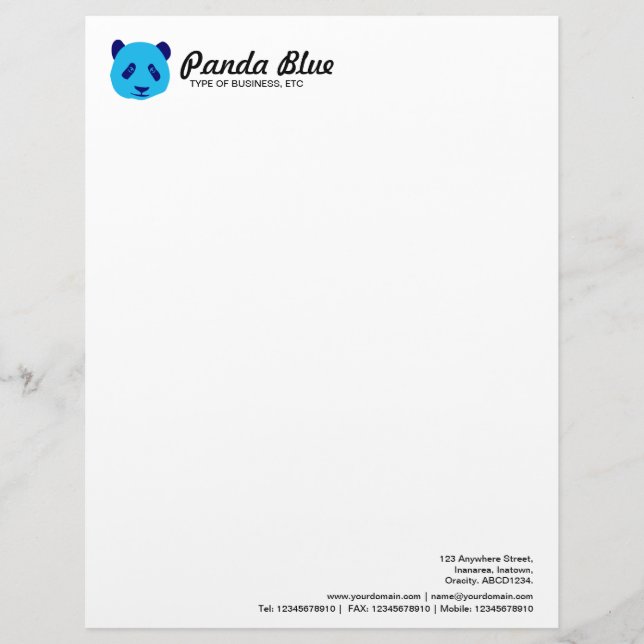 Panda - blå brevhuvud (Framsida)