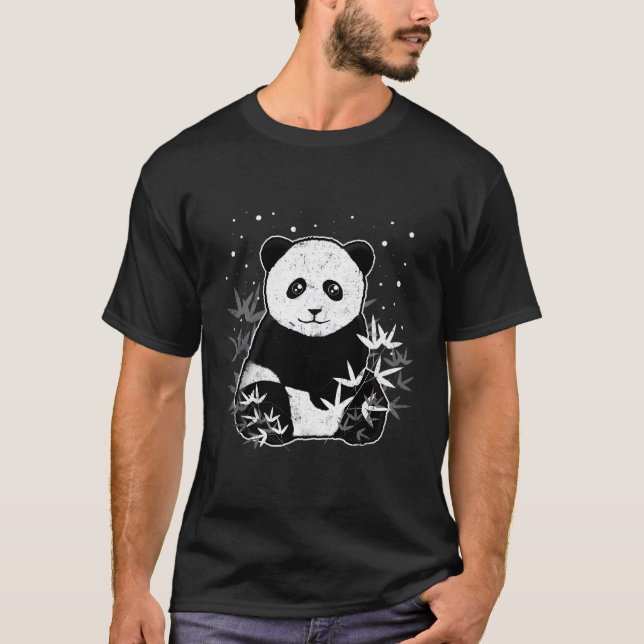 Panda Black White Bamboo Bear T Shirt (Framsida)